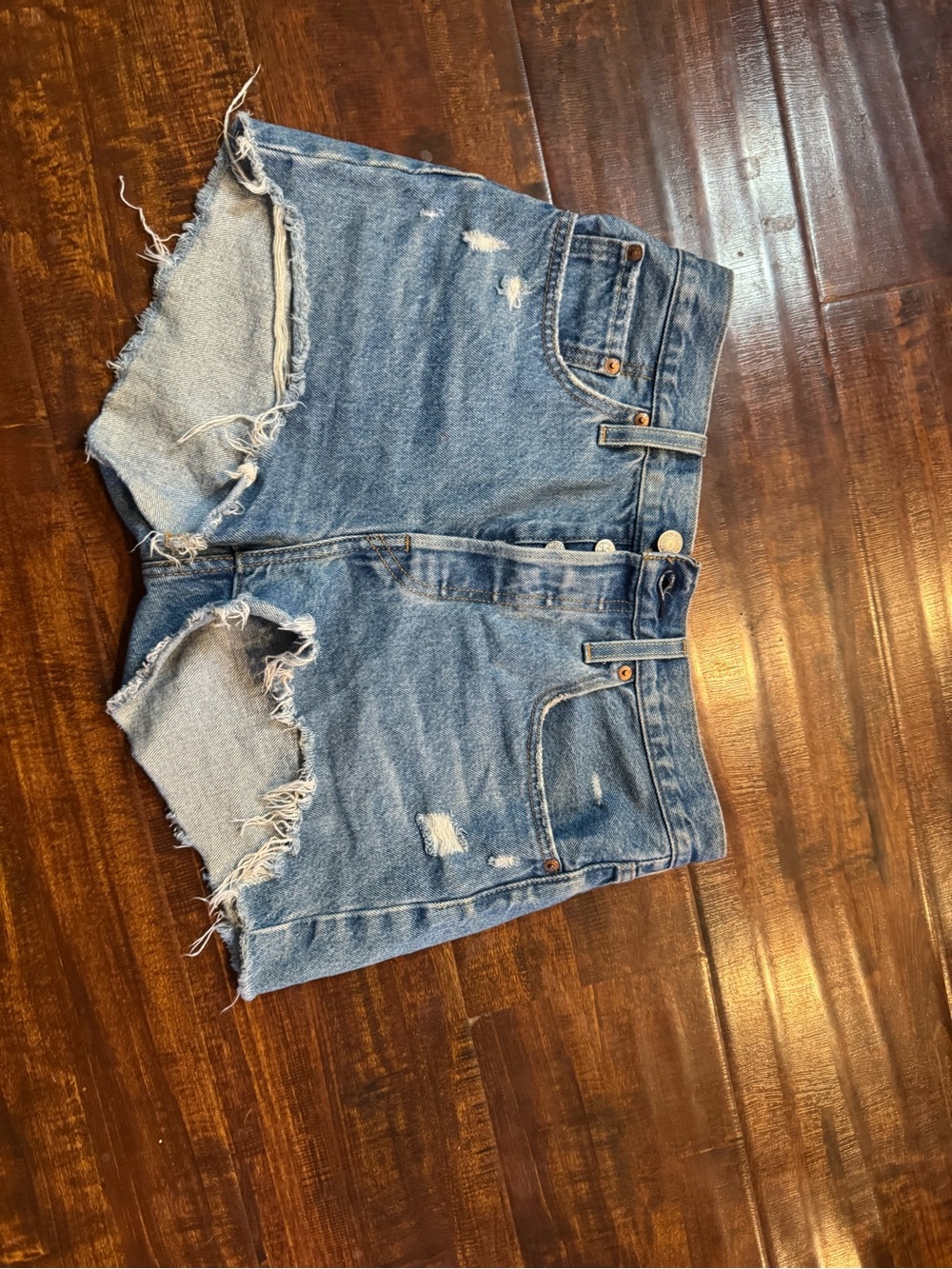 Levi's Distressed Blue Denim Cutoff Shorts